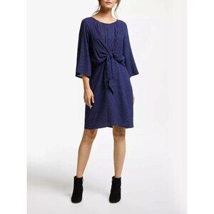 NWT NUMPH Blue Flowy Tie Knot Dress Tiny Polka Dots Knee Length